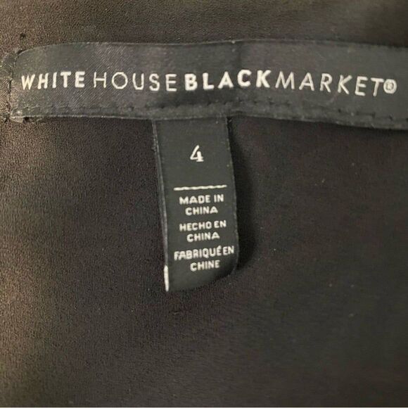 WHBM White Black Fossil Floral Print Midi V Neck AS SEEN ON TV!   SZ 4 - Picture 10 of 11